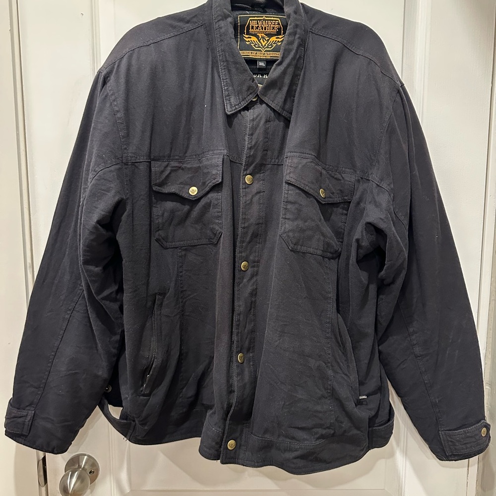 Black Men’s Armoured Canvas Biker Jacket - Kevlar lined - 3XL